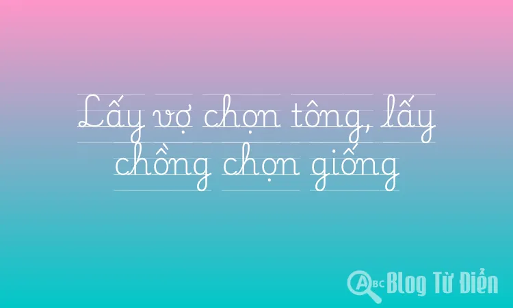 Lấy vợ chọn tông, lấy chồng chọn giống