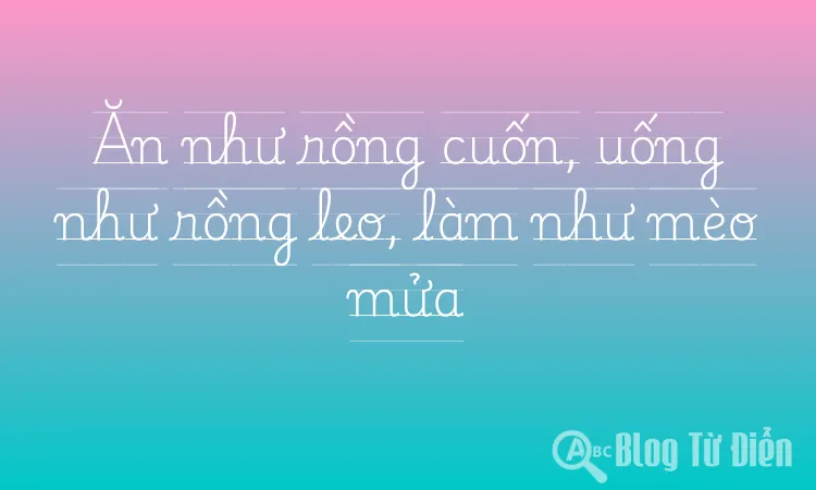 Ăn như rồng cuốn, uống như rồng leo, làm như mèo mửa